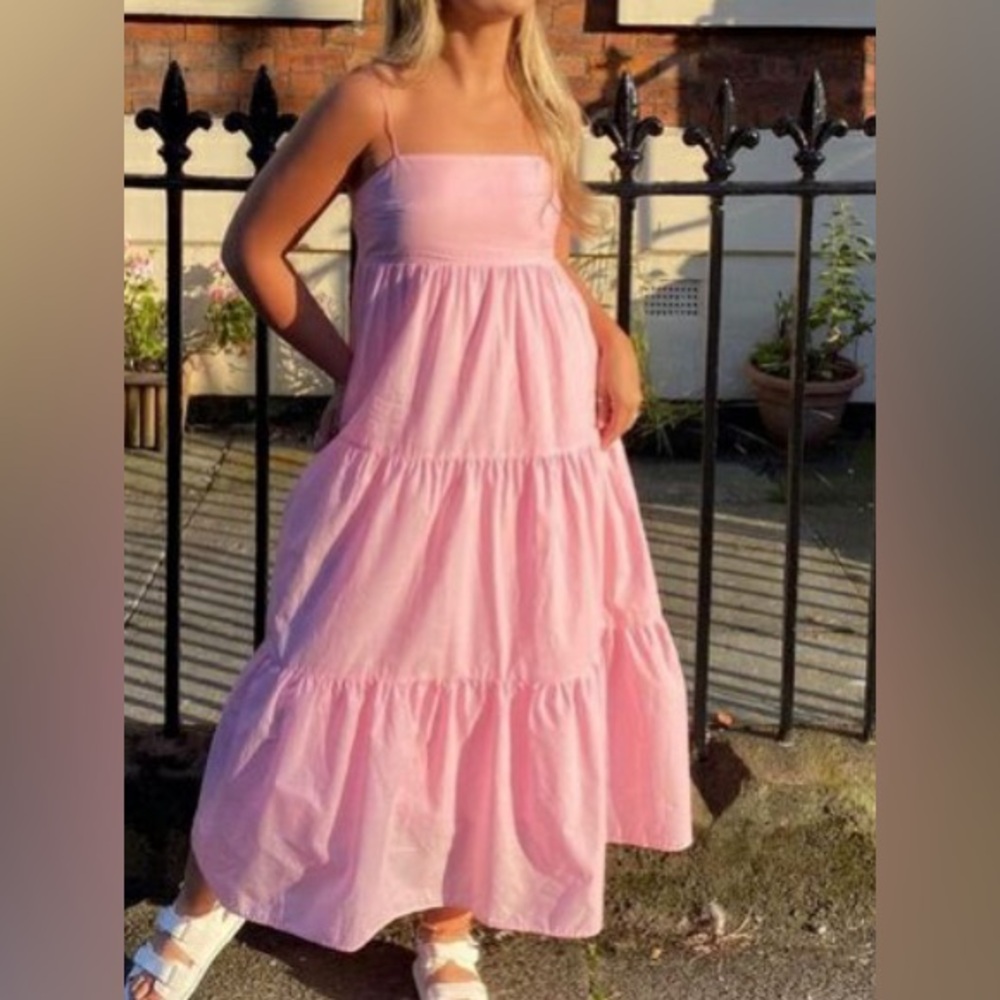 NWOT Pink Midi Dress Poplin (Sz Small)